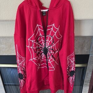SHEIN Red Zipper Hoodie